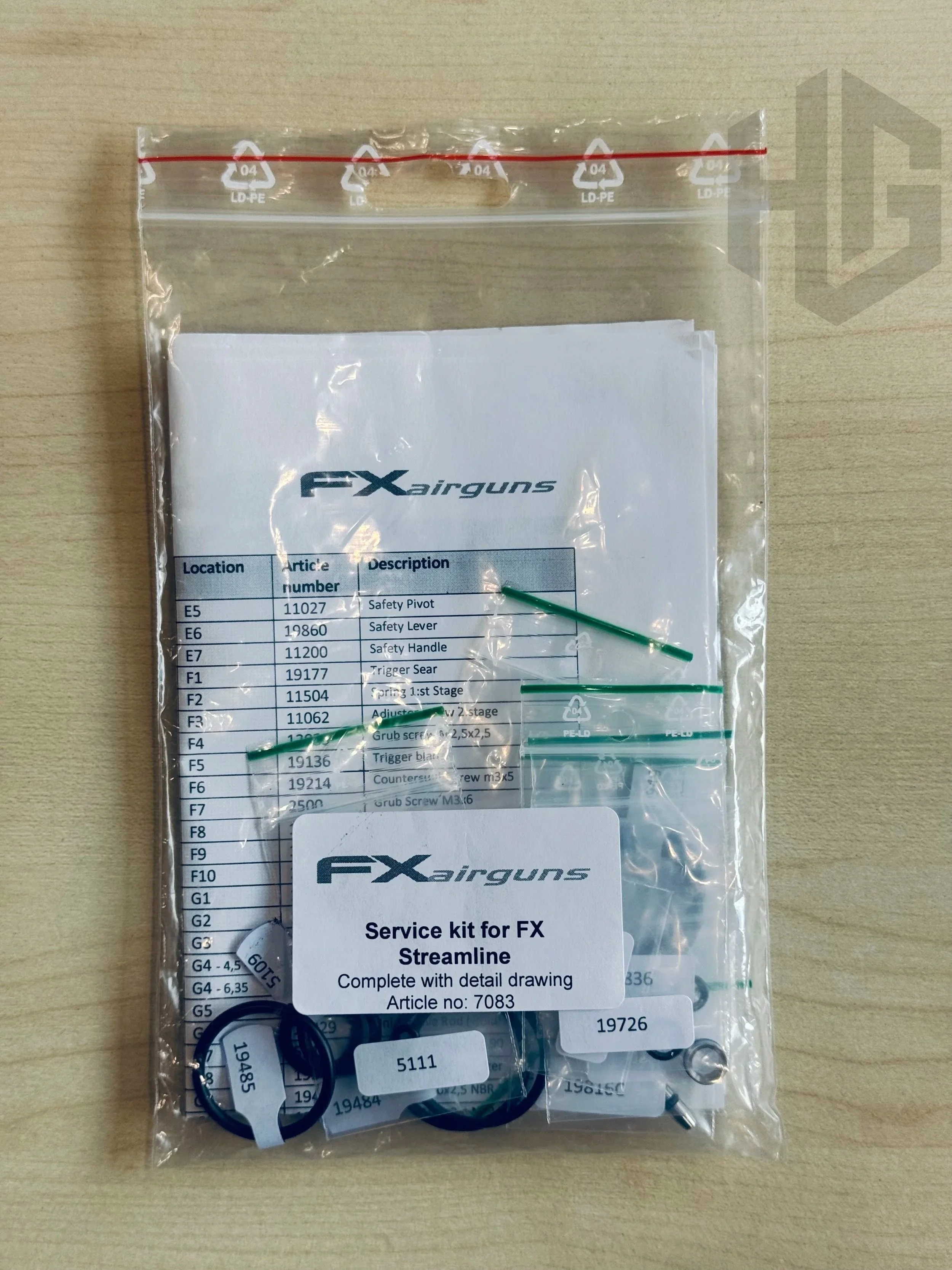 O-ring ซีล และแผนผังชิ้นส่วนภายใน FX Streamline Service Kit 7083