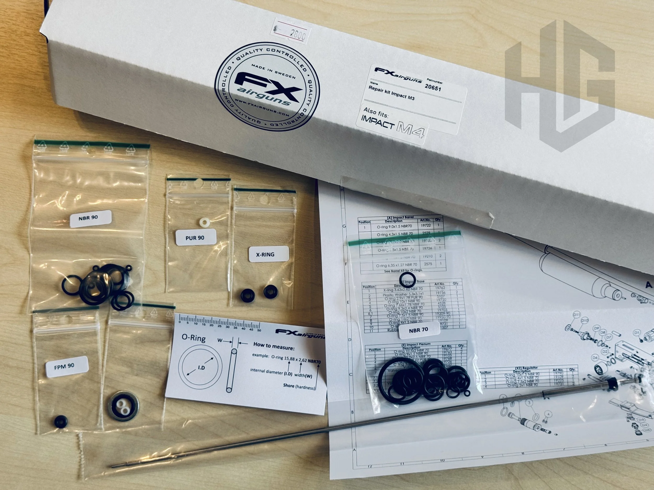 O-ring ซีล และชิ้นส่วนภายใน FX Repair Kit รหัส 20651