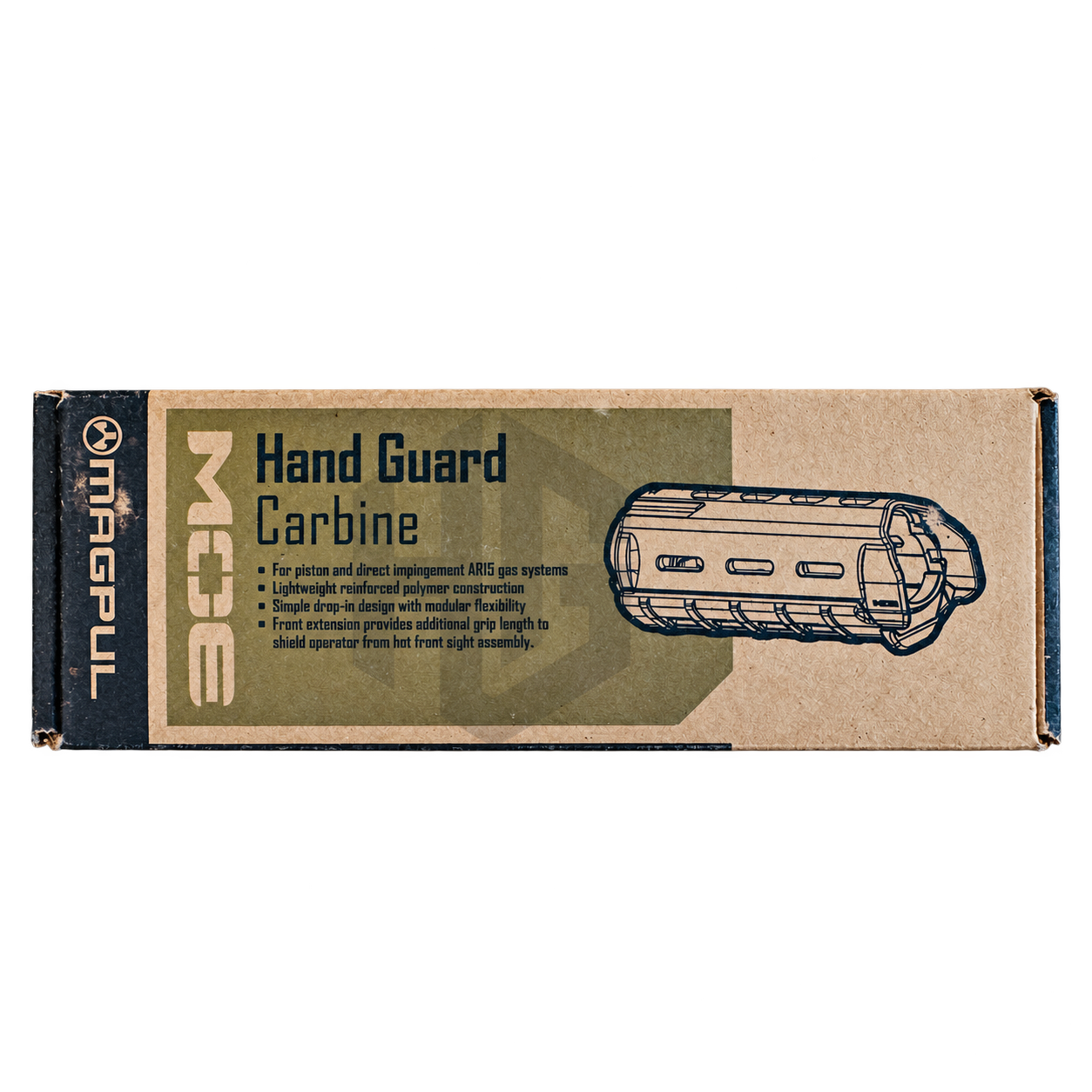 กล่อง Magpul MOE Hand Guard Carbine พร้อมภาพลายเส้นกระโจมมือ ลายน้ำ HG