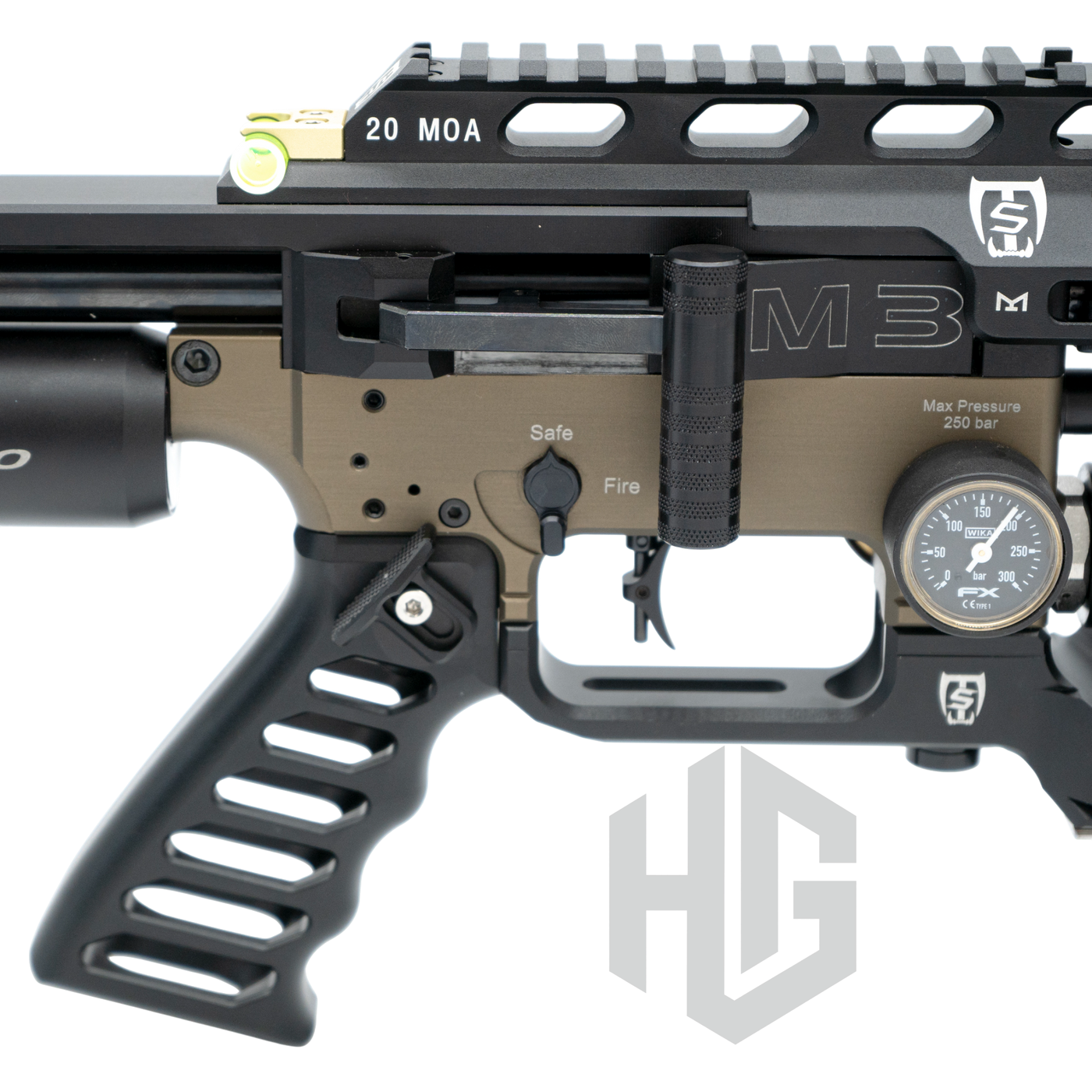 ตัวอย่างกริป Saber Tactical ST0049 พร้อมที่พักนิ้วโป้ง ติดตั้งบน FX Impact M3