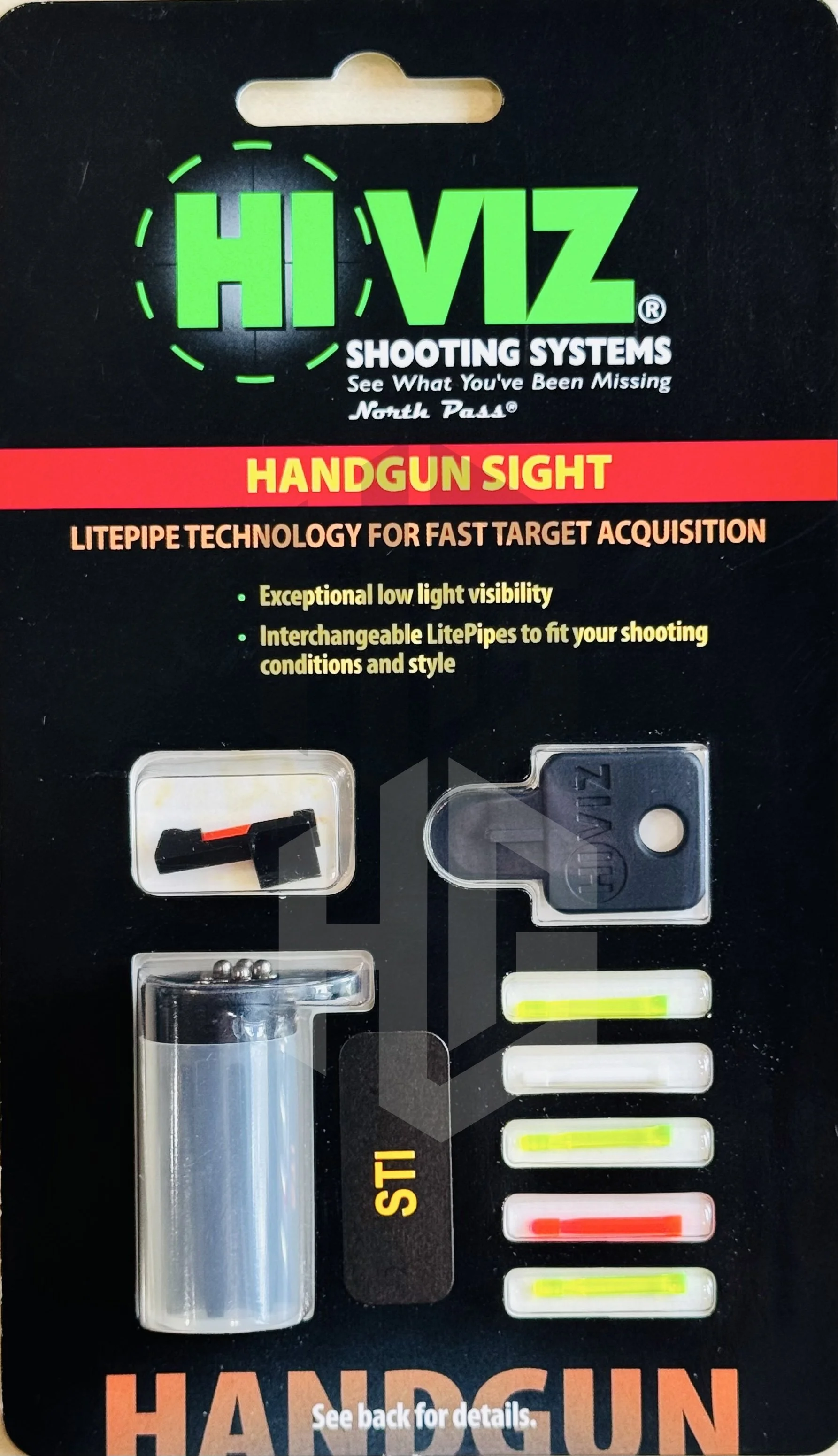 แพ็กเกจศูนย์หน้าไฟเบอร์ HIVIZ STI2008 พร้อม LitePipe กุญแจและกล่องเก็บ