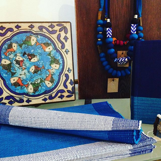 #shadesofblue 💙🐟💙🐟 #ethicalhome #ethicalfashion featuring some of our beautiful #handmade products from @masoudi.london and @selynfairtrade made in #iran and #srilanka