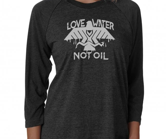 #LoveWaterNotOil Thunderbird Unisex Tri-Blend Three-Quarter Sleeve Baseball Raglan Tee