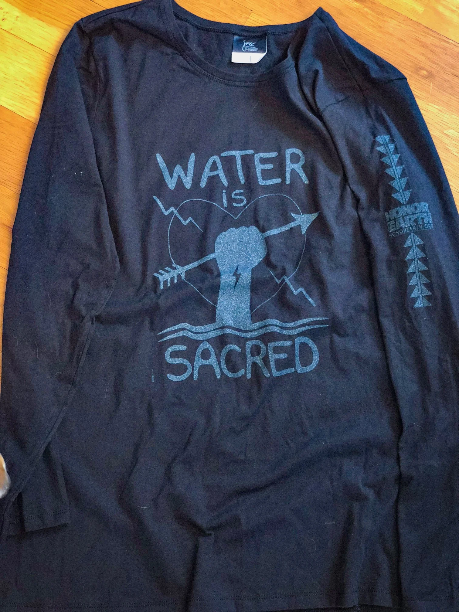 "Water is Sacred" Just My Size - Women's Long Sleeve T-Shirt by Christi Belcourt