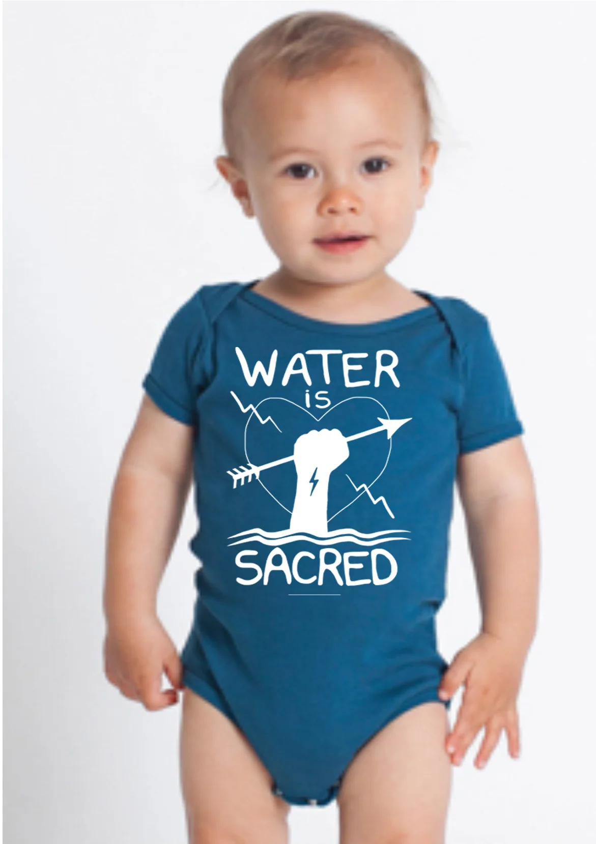 "Water is Sacred" Organic Baby Onesie artwork by Christi Belcourt