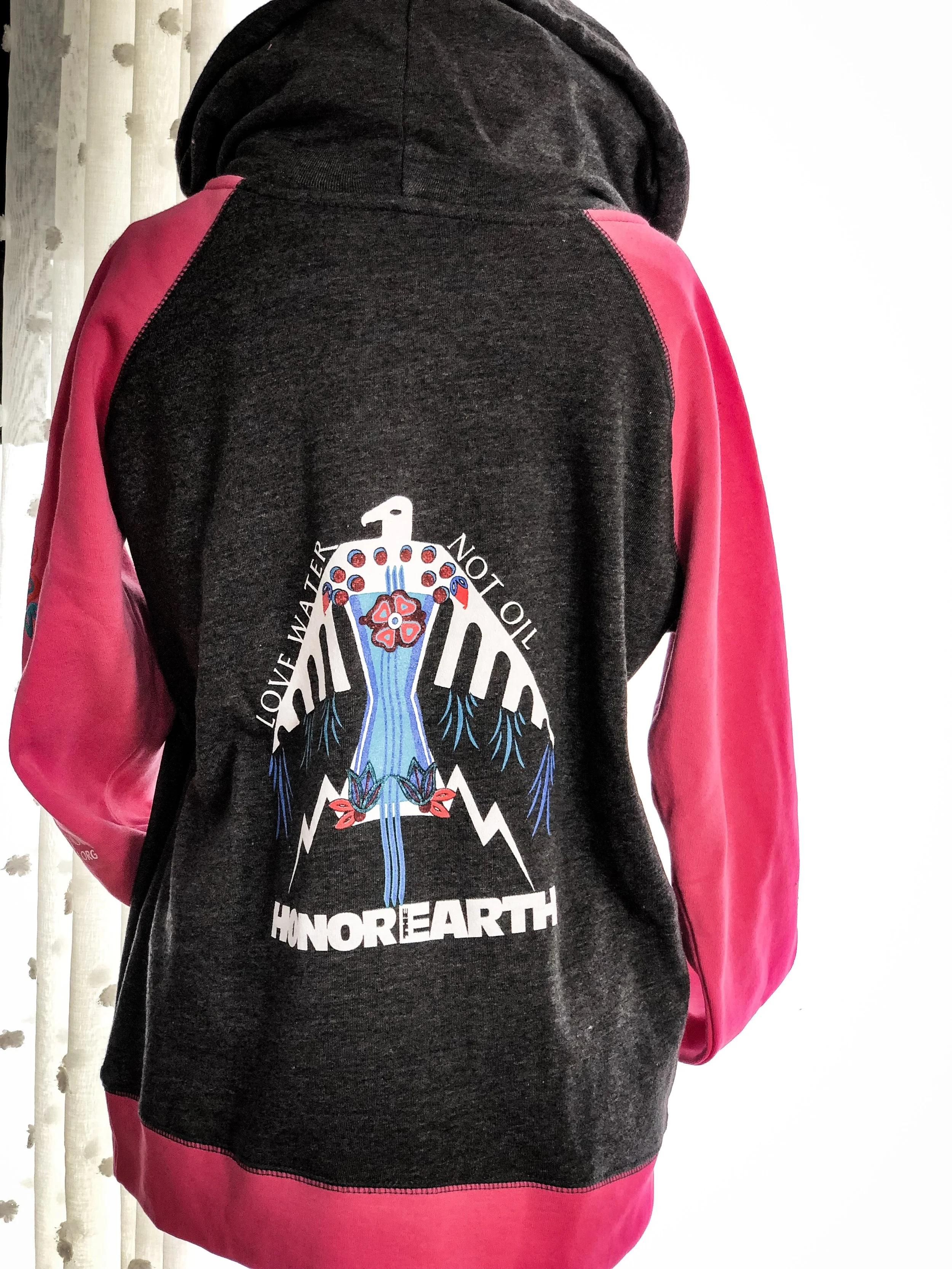 NEW! Honoring our Women Water Protectors Contrast Hooded Pullover Sweatshirt