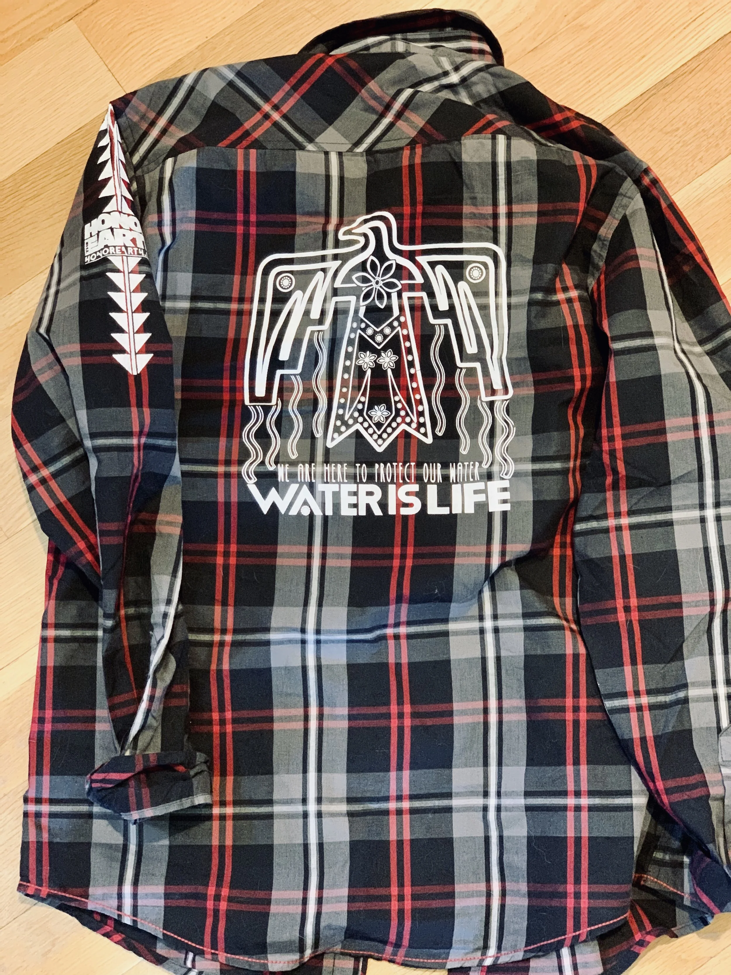 Water is Life: Men's Long Sleeve Plaid Shirt (#8202)
