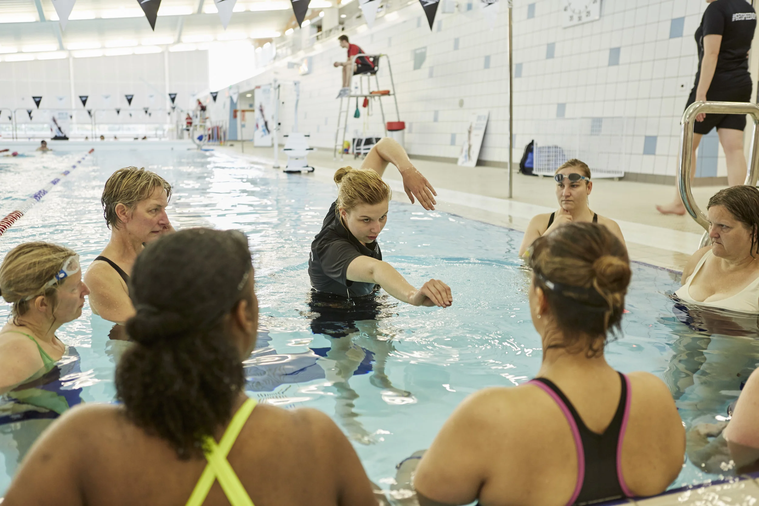 documentary, reportage and portraits taken at Speedo swimming sports events for PR and editorial. amateur swimmers are taught by olympic and professional athletes how to train