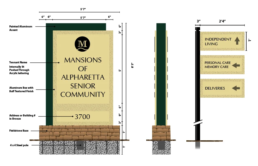Monument and Wayfinding- Mansions Senior Community