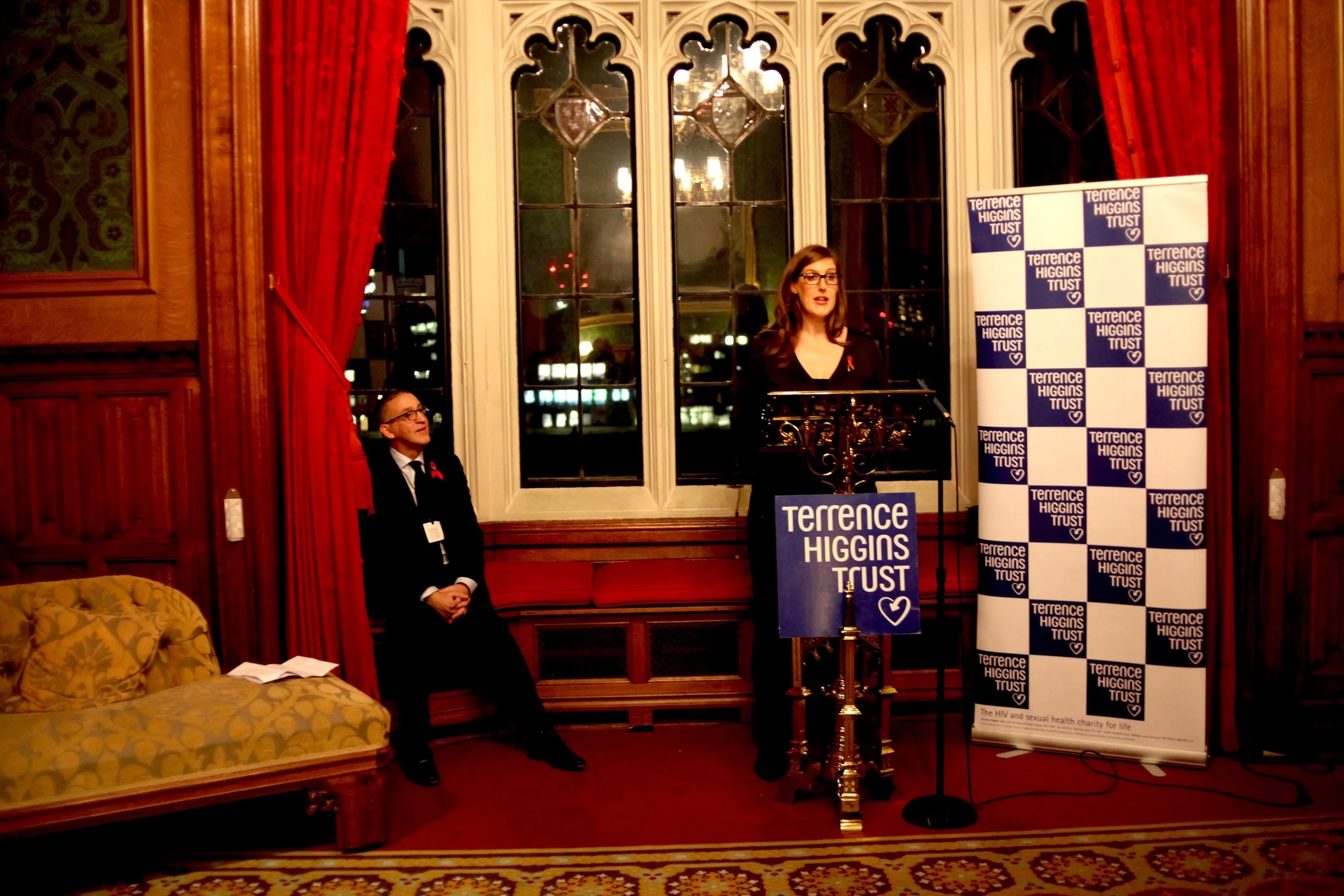 Lizzie Jordan speaking at Terrence Higgins Trust's Annual Parliamentary Reception