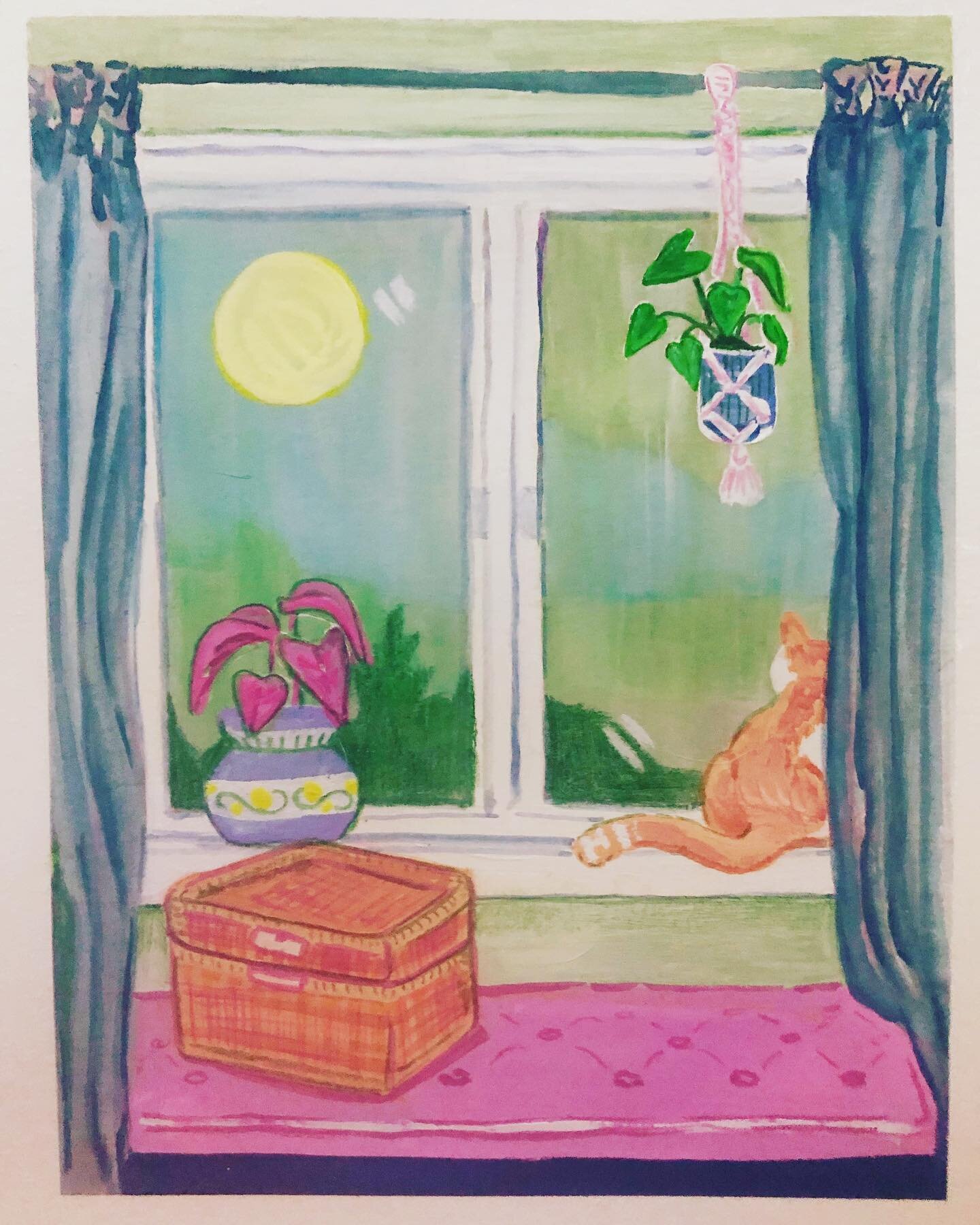 Window cat 

#guache #guachepainting