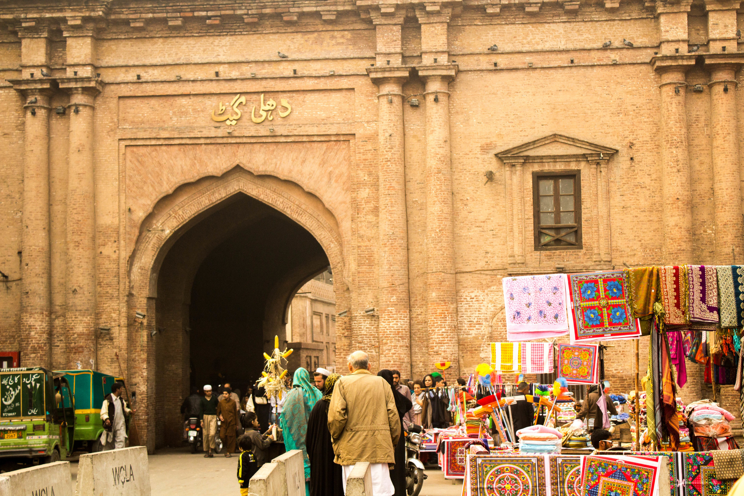 Delhi gate, another of Old Lahore's 13 original gates. Built by the Mughals, Delhi gate was one end of the road that led from Lahore to Delhi. There is a Lahore gate in Delhi that marks the other end of the road. 