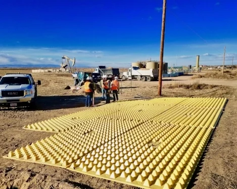 Energy Production Access Road trackout mats in Weld County, CO