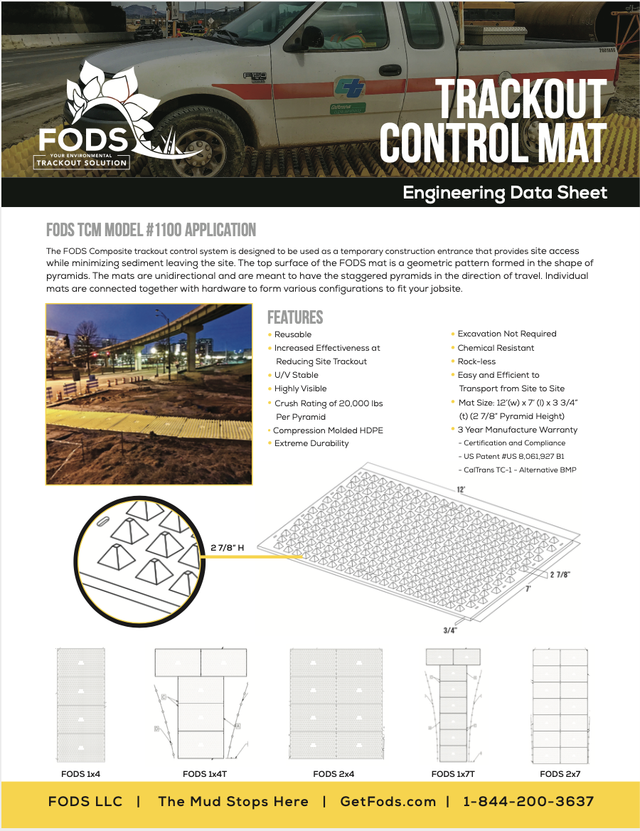 FODS Reusable Trackout Control Mud Mat System