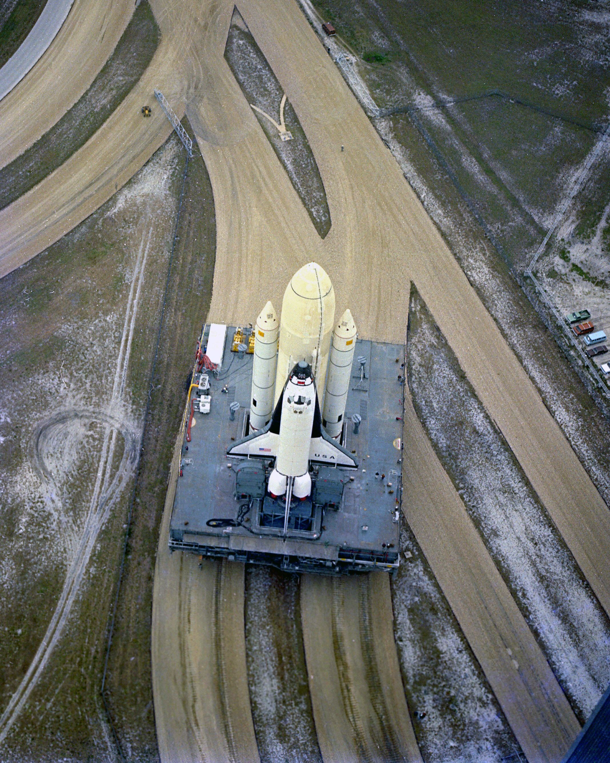 Transport Crawler Carrying the Columbia Space Shuttle