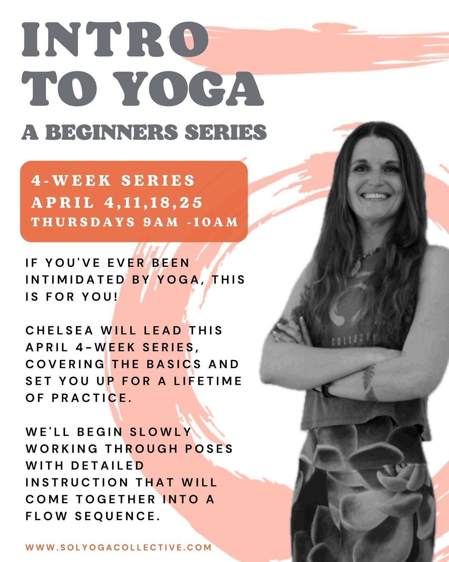 YOGA 101 - Intro To Yoga Series 

🔸Have you been thinking about giving yoga a try?

🔸Join us at Sōl Yoga Collective Thursday mornings for four weeks in this Intro To Yoga Series April 2024. This will be a setting, with lots of space and time for qu