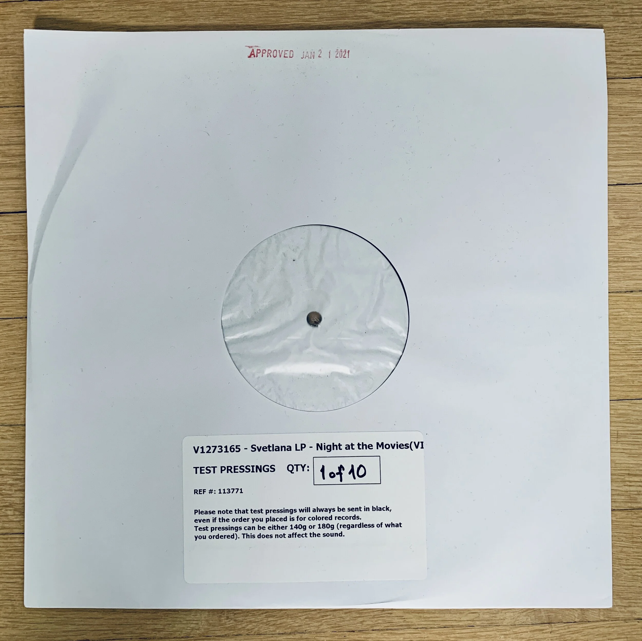 COLLECTORS ITEM - Test Pressing of Night At The Movies - Vinyl