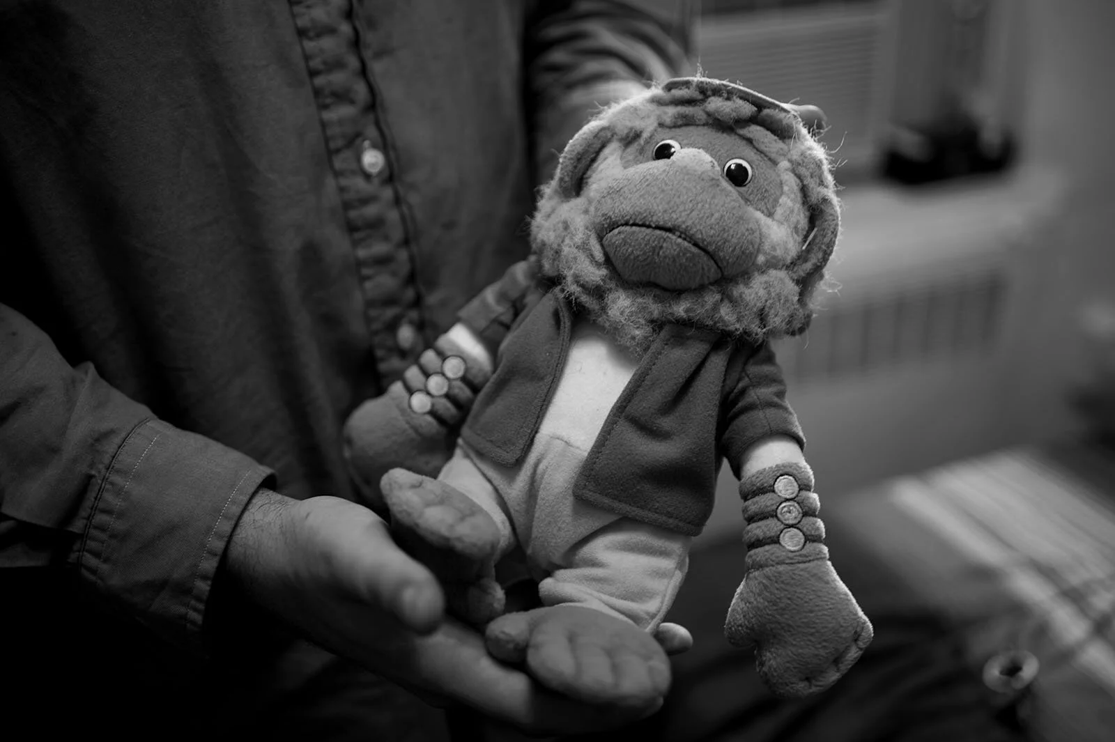 Gorilla Bananas, a character from Richard Scarry’s children’s books, is Kenyon’s only keepsake from his childhood.