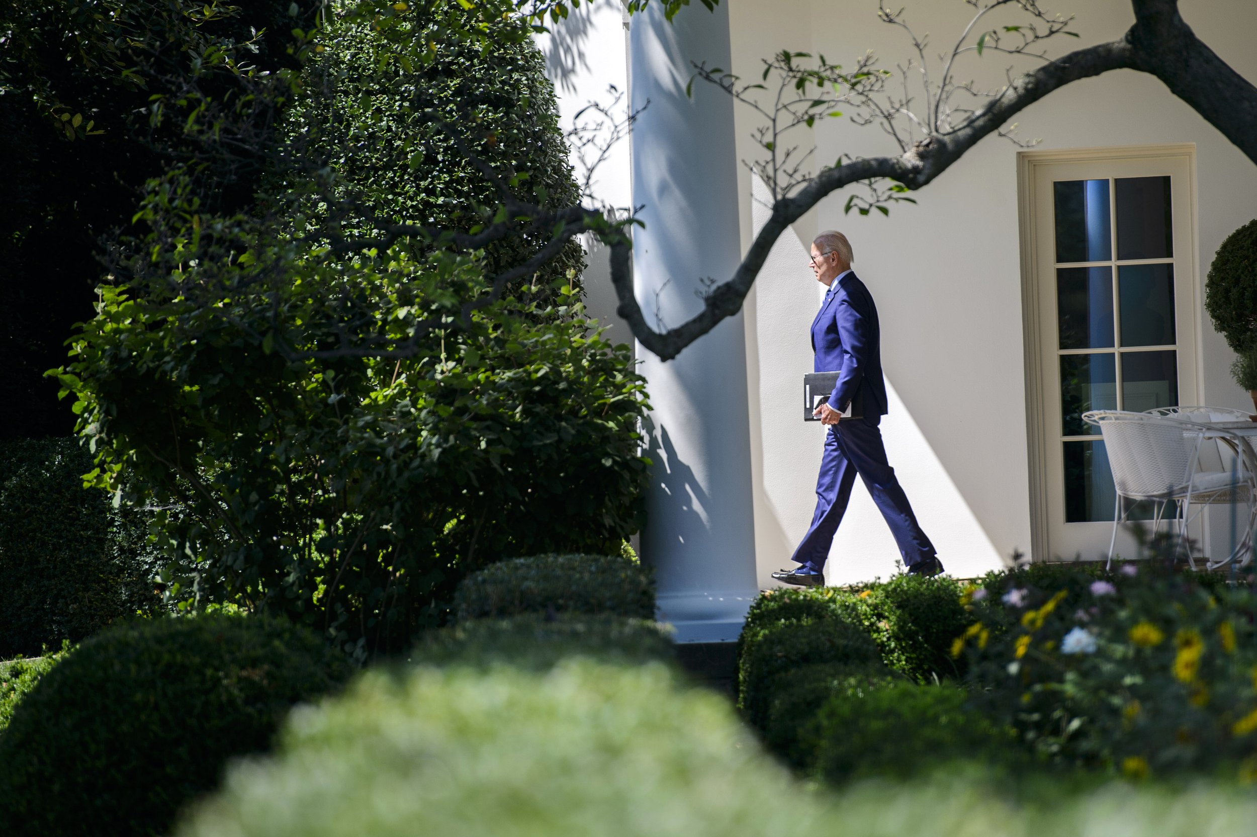  President Joe Biden departs the Oval Office of the White House in Washington, DC on his way to Wilkes-Barre, Pennsylvania  on Tuesday, August 30, 2022 