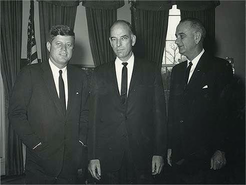 My father (center) with President Kennedy and Vice President Johnson when he was elected.