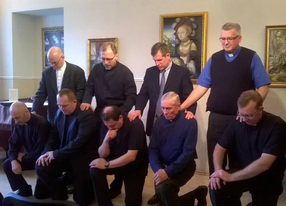 Blake Purcell (standing, left) and Visiting Lecturers Ordaining and Commissioning Church Planters, 2006