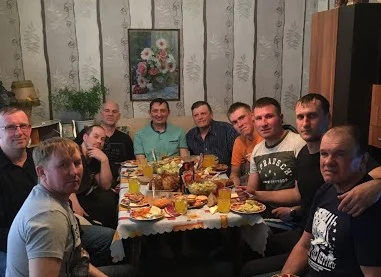 Here I am Saturday, March 30, in Katlan, Siberia, with pastor Roma to my left, and his cool men after a hot banya and even hotter message from the Word on the need to fight the use of pornography in their lives. Blessed are the pure in heart, for they shall see God!