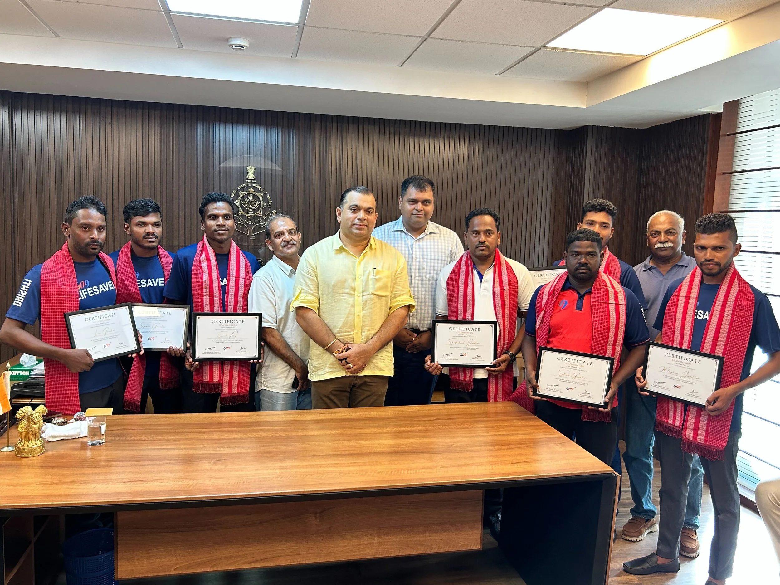 Felicitation of Lifesavers at the hands of Shri. Rohan A. Khaunte, Tourism Minister, Goa