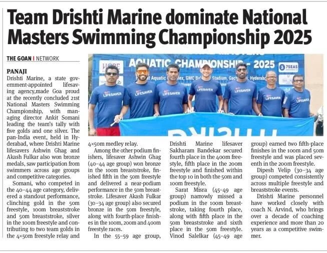 Team Drishti Marine dominate National Masters Swimming Championship 2025