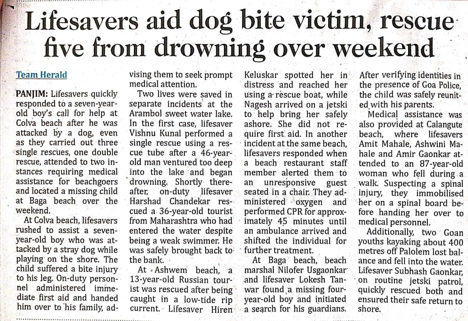 Lifesavers aid dog bite victim