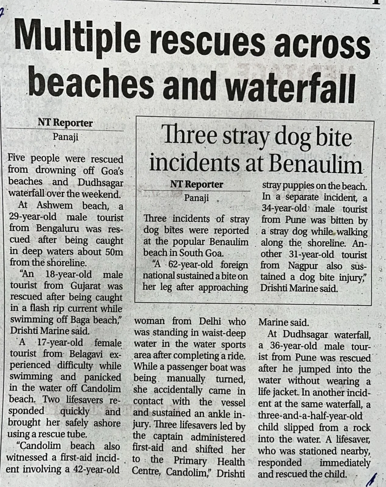 Multiple rescues across beaches and waterfall