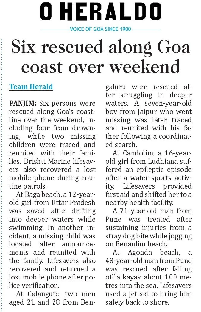 Six rescued along Goa coast over weekend