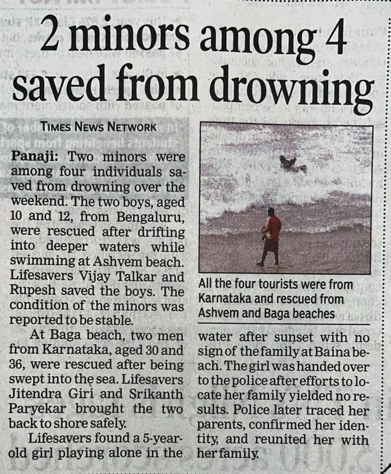 2 minors among 4 saved from drowing