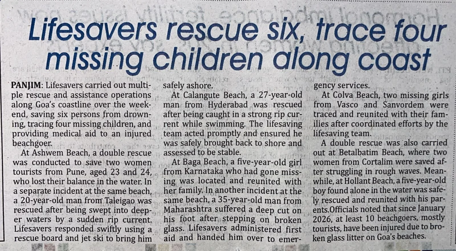Lifesavers rescue 6, trace four missing children along coast