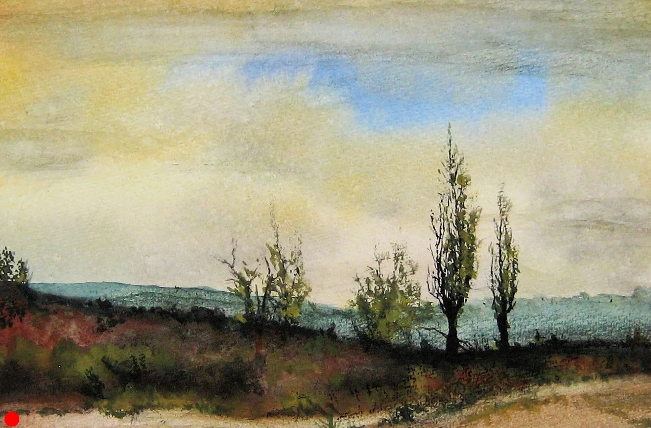 Untitled (Poplars I), 7" x 10", mixed media on paper, 2015