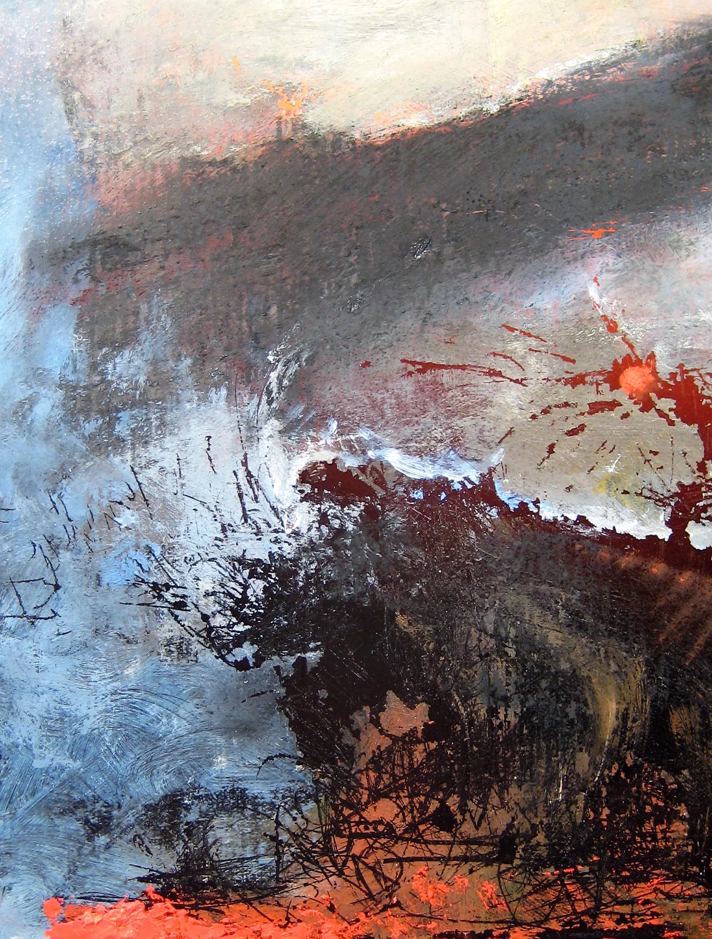 Detail, "Terraform Disaster I", oil and charcoal on linen