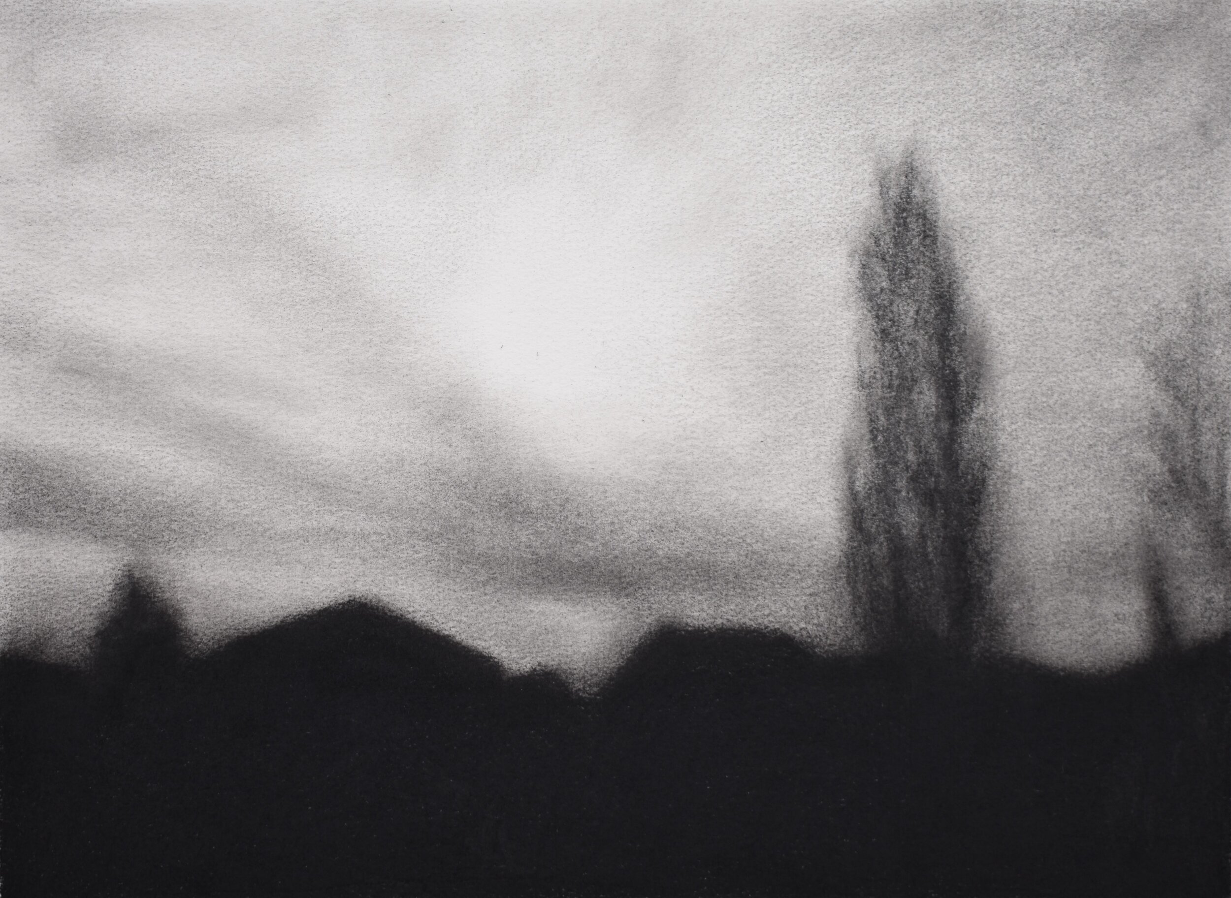 Untitled (Cold Sky), conte on paper, 12" x 16", 2019