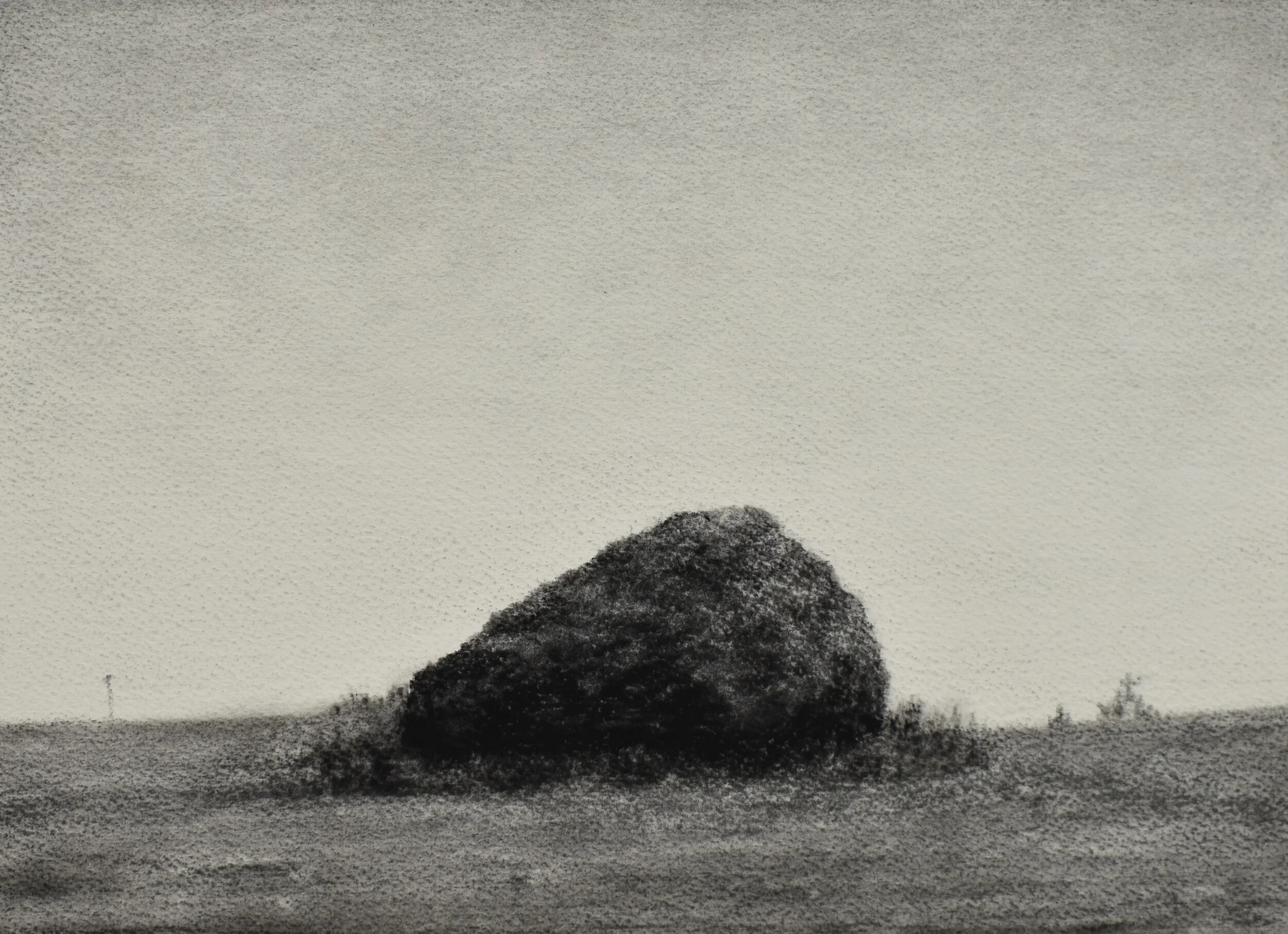 Untitled (Waterville Erratic I), conte on paper, 9" x 12", 2019