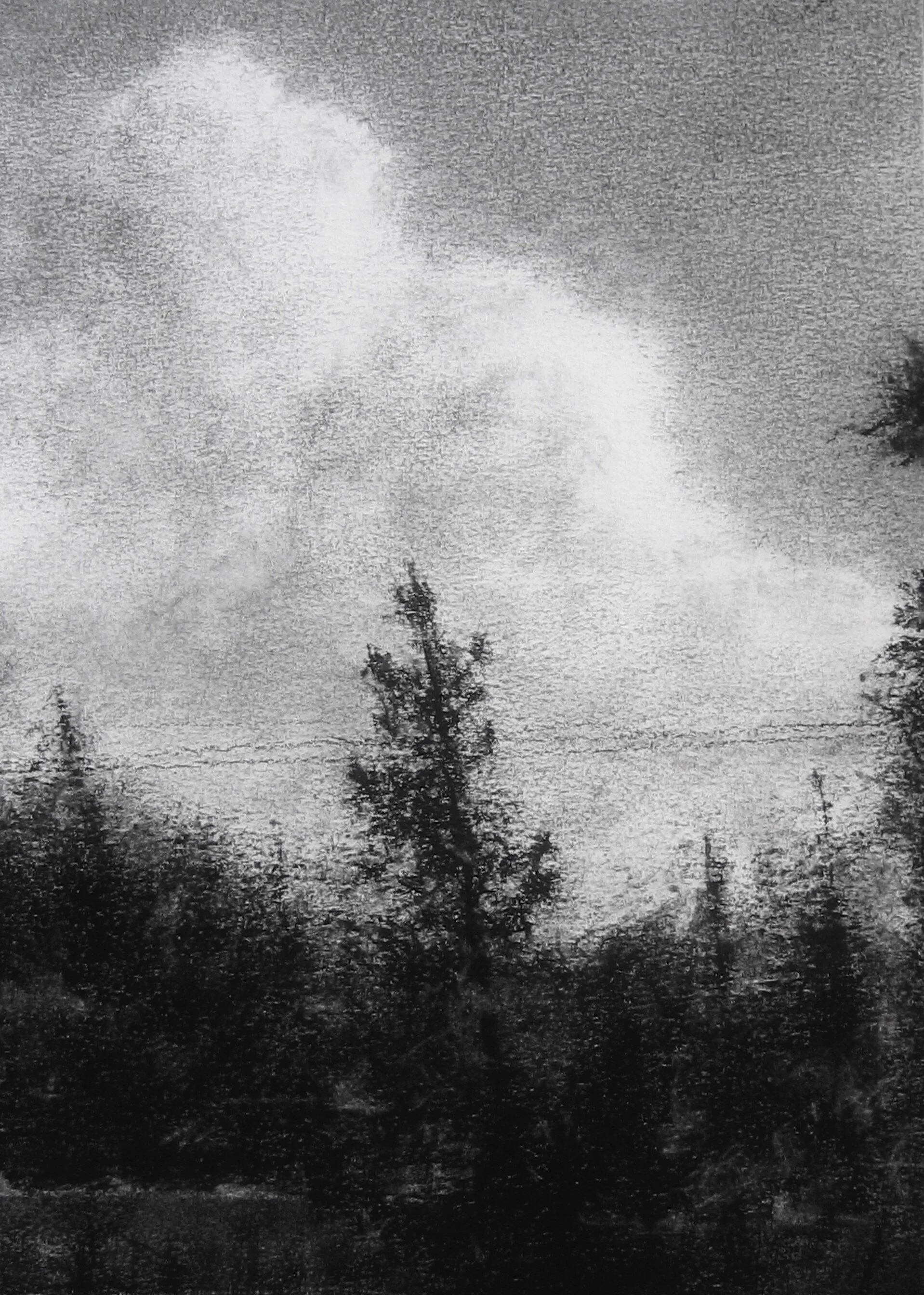 Untitled (Cloud), conte on paper, 12" x 9", 2016