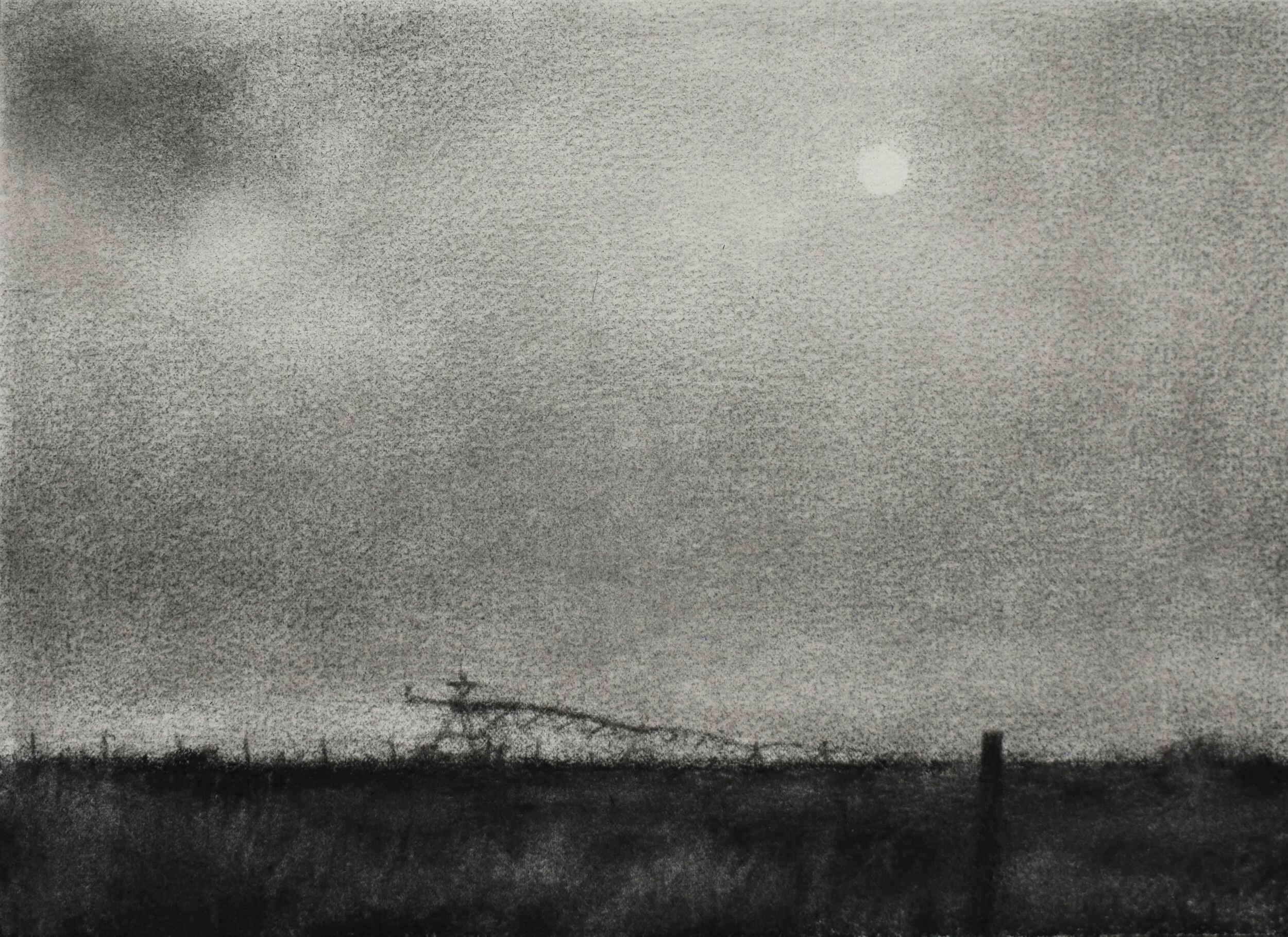 Untitled (Sprinkler), conte on paper, 12" x 9", 2019