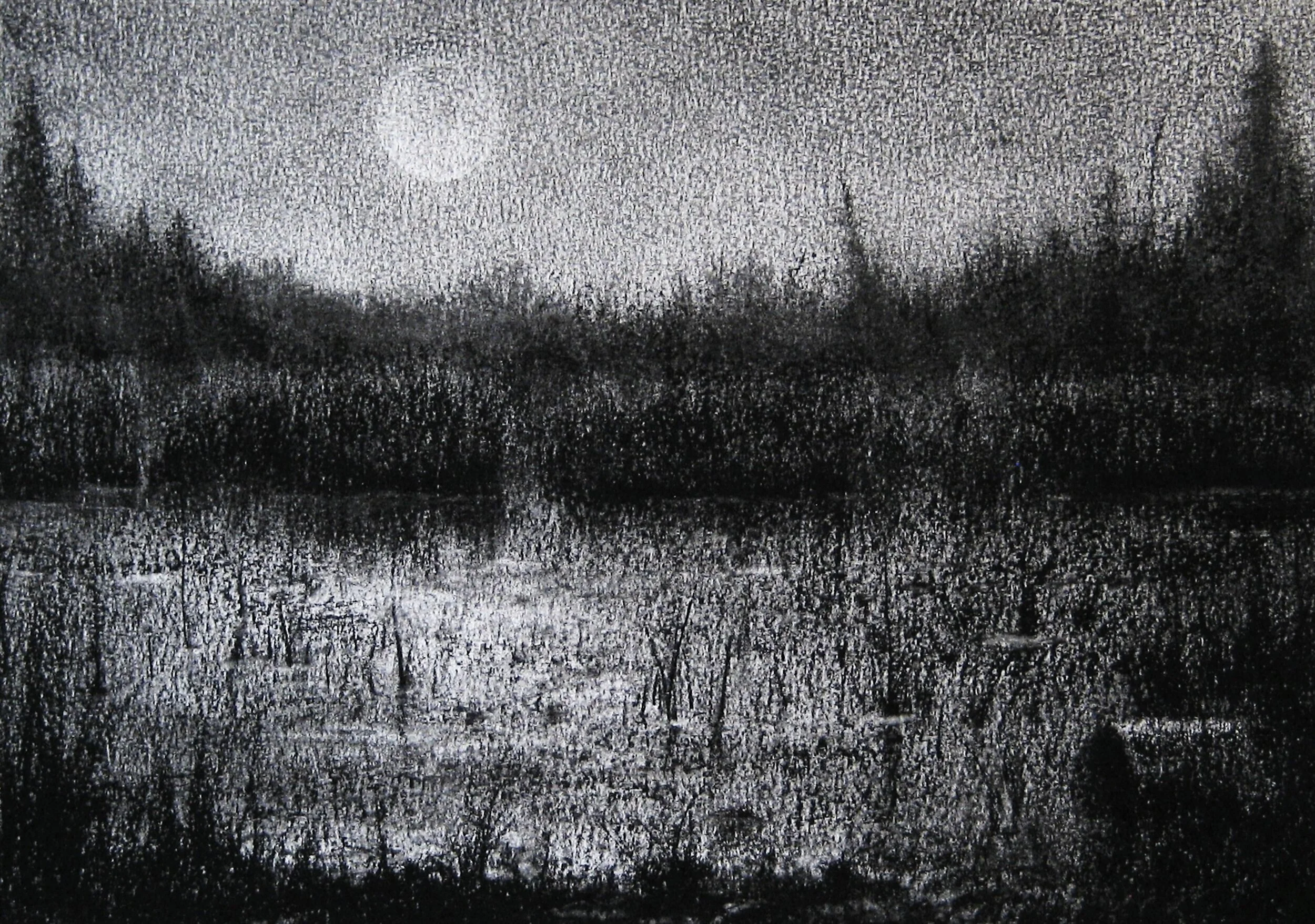 Untitled (Twin Lakes), conte on paper, 9" x 12", 2016