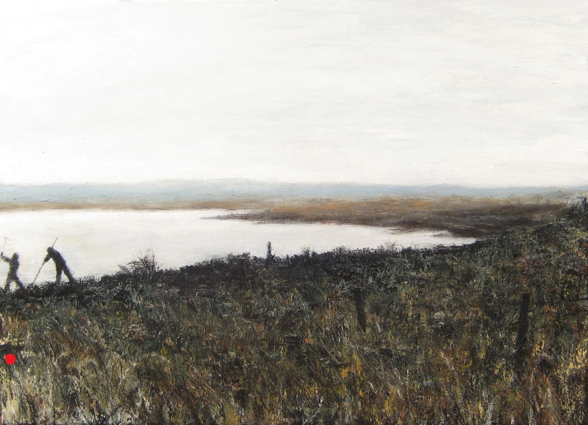 "Hunting Snakes, Sprague, WA, 1983", oil and charcoal on linen, 24" x 32", 2016