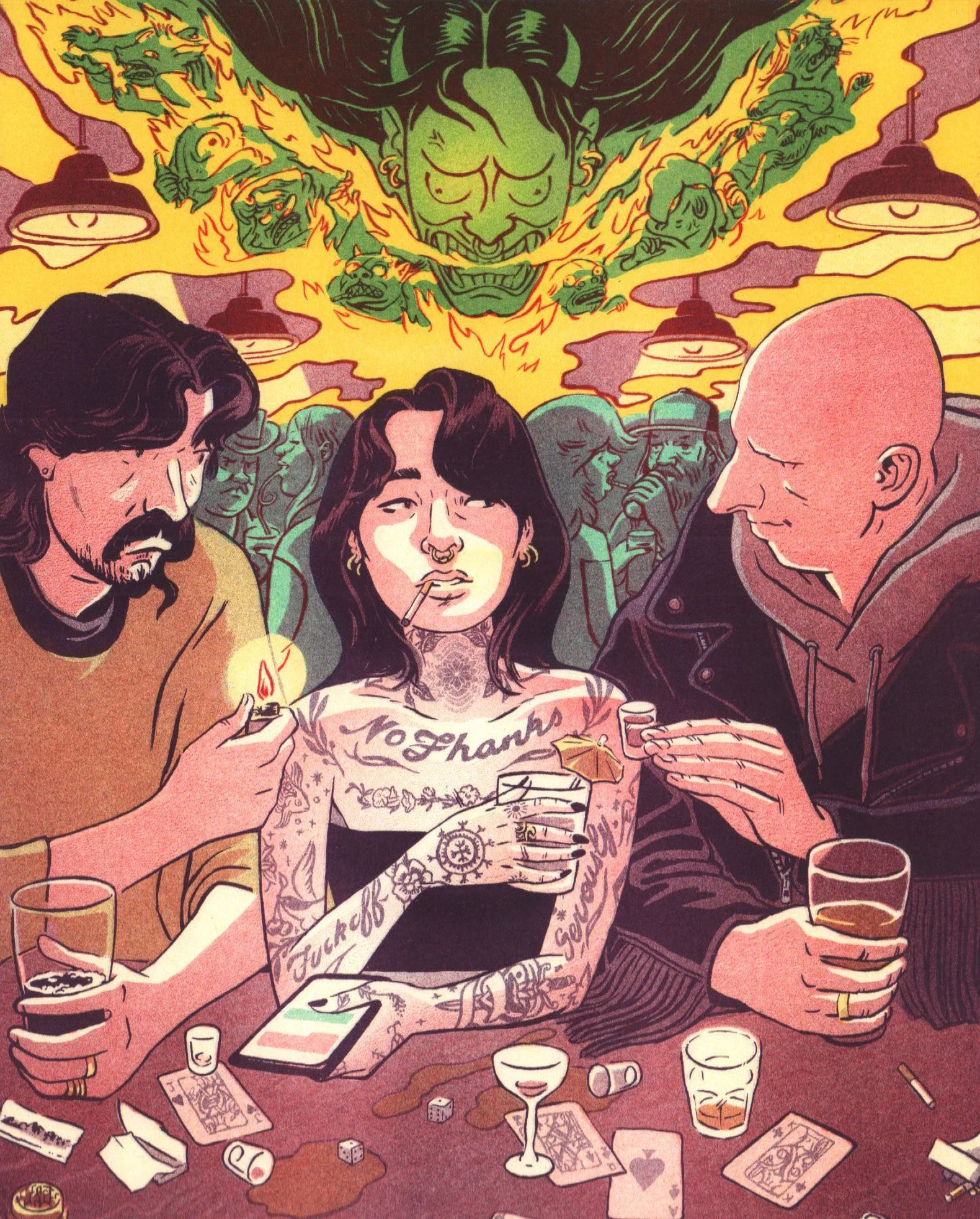 ‘Broken and Dangerous’ risograph print 2 of 2. Back cover illustration for comics anthology 2026 