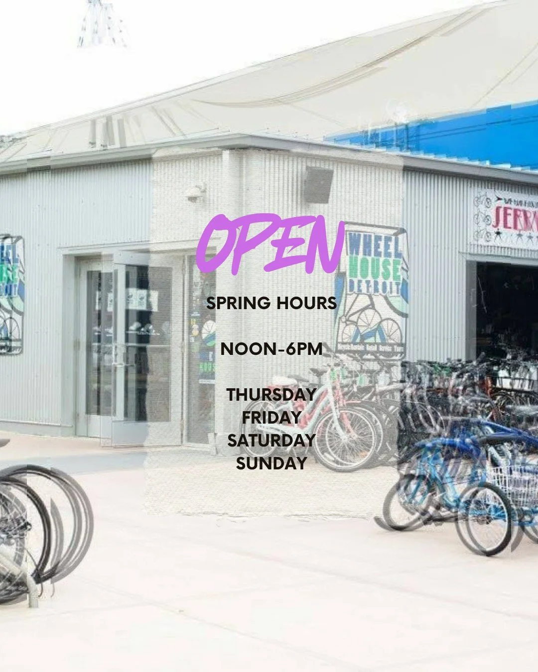 Now Open 4 Days a Week! #bikedetroit #shopdetroit #buywhereyouride #wegivegoodservice #wheelhouserentals #wheelhousetours