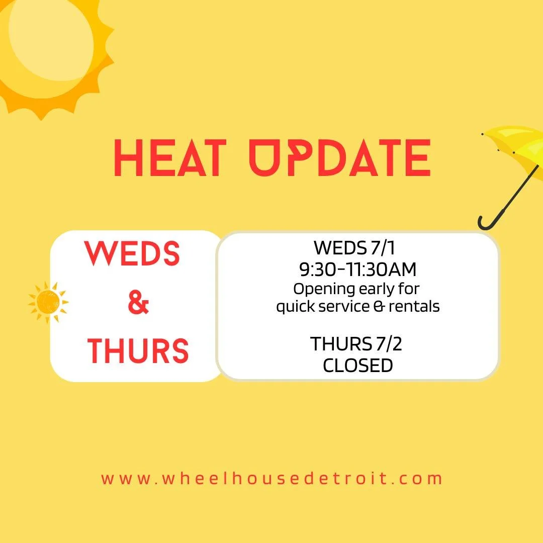 We'll be in early today if you need to pick up or drop off your bike from/for service or have a rental reservation or whatever you might need. Closed tomorrow. Back at it with regular hours Friday, and we're open all weekend including Fourth of July.
