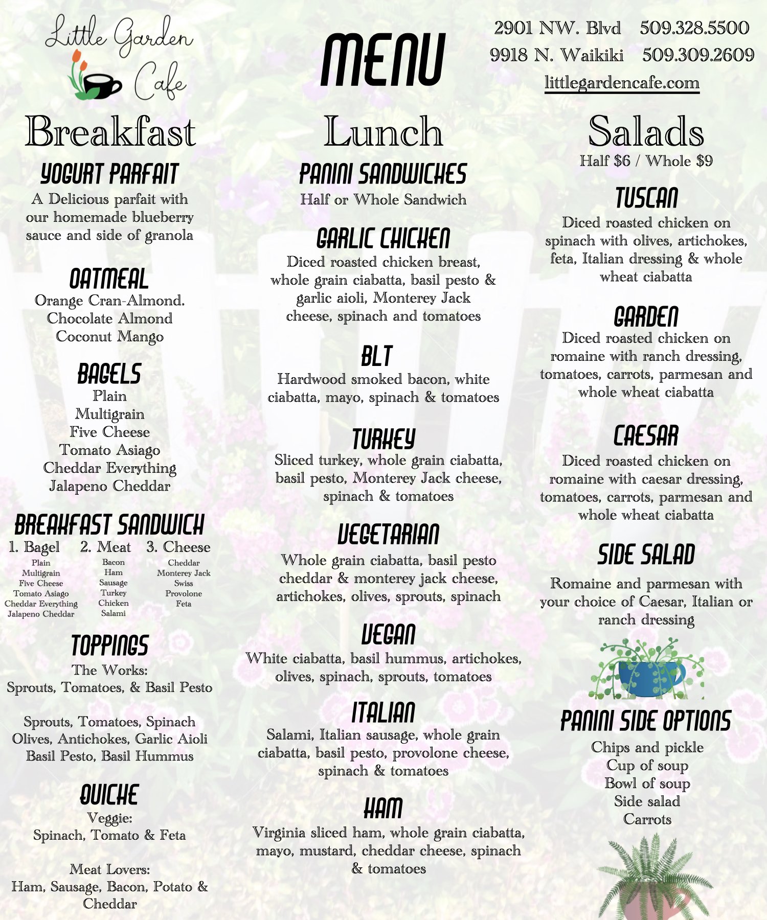 Menu — Little Garden Cafe
