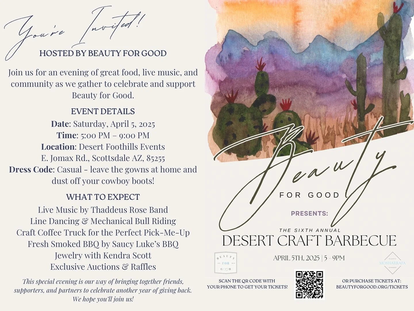 You&rsquo;re invited! 🤠✨

The 6th Annual Desert Craft Barbecue is happening April 5, 2025, and we can&rsquo;t wait to celebrate another year of giving back with you! Join us for a night of live music, BBQ, line dancing, raffles, and more, all in sup
