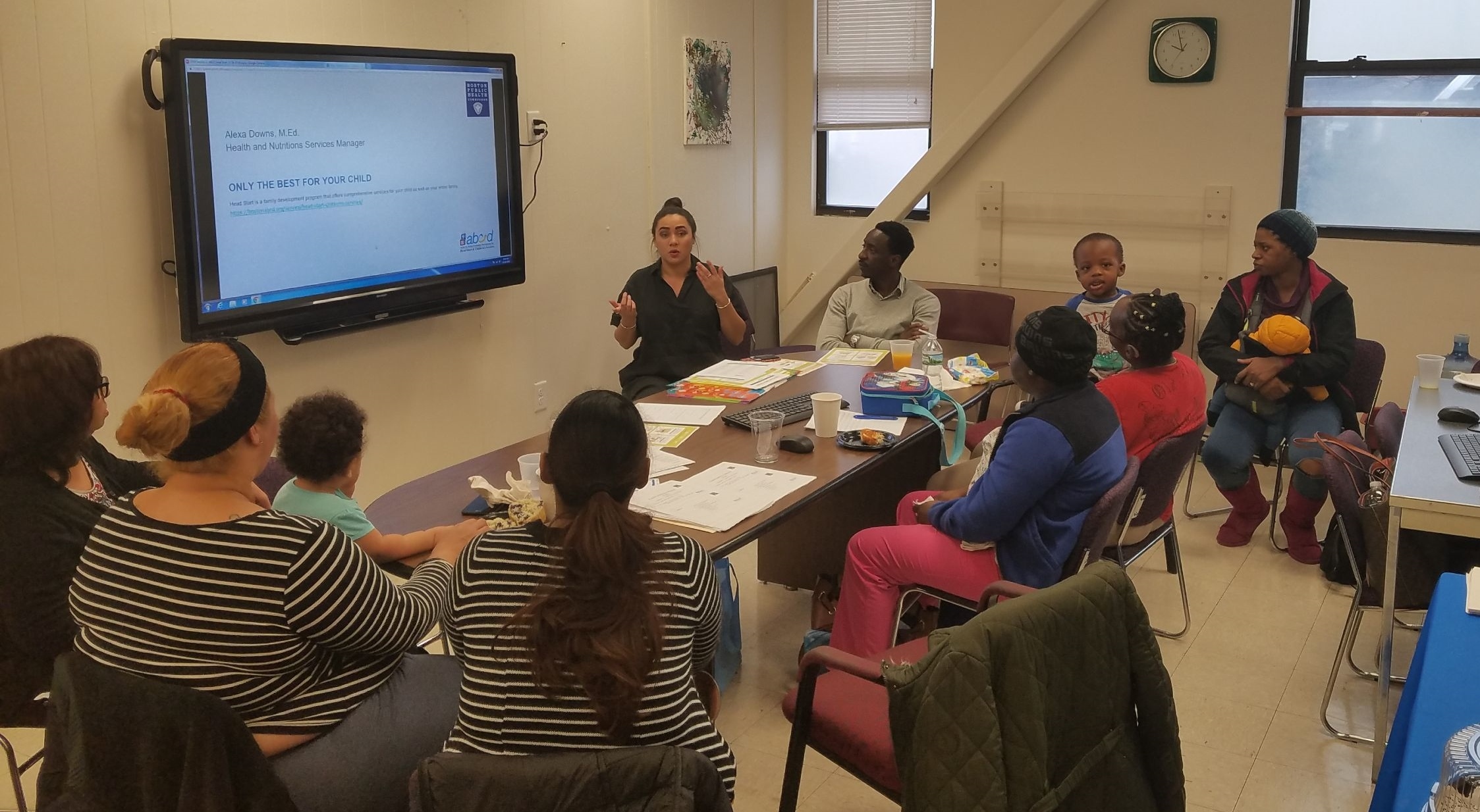  October 24, 2018, the first PAN session ABCD Geneva Avenue. Participants heard from Alexa Down, M. ED and Moussa Cisse (ABCD Health and Nutrition Services Managers) about the importance of having healthier options and the role as service managers as