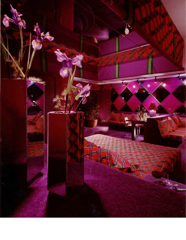  Purple vinyl and smoke mirror was used in '4th Dimension', one of the favorite party rooms for guests. 