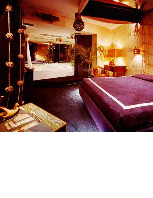 Ship plans were glued to the walls and hung with sailor's monkey knots in the Nautical Suite.