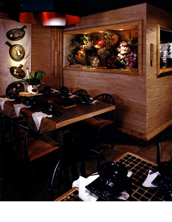  Grills and hoods, were a part of each table setting so that customers could prepare their own dishes. 